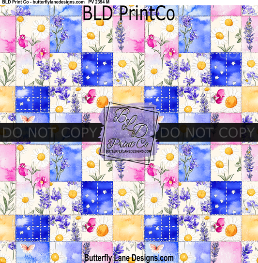 Lavender & Daisy Denim Patchwork | Blue Stitched Floral| PV 2394