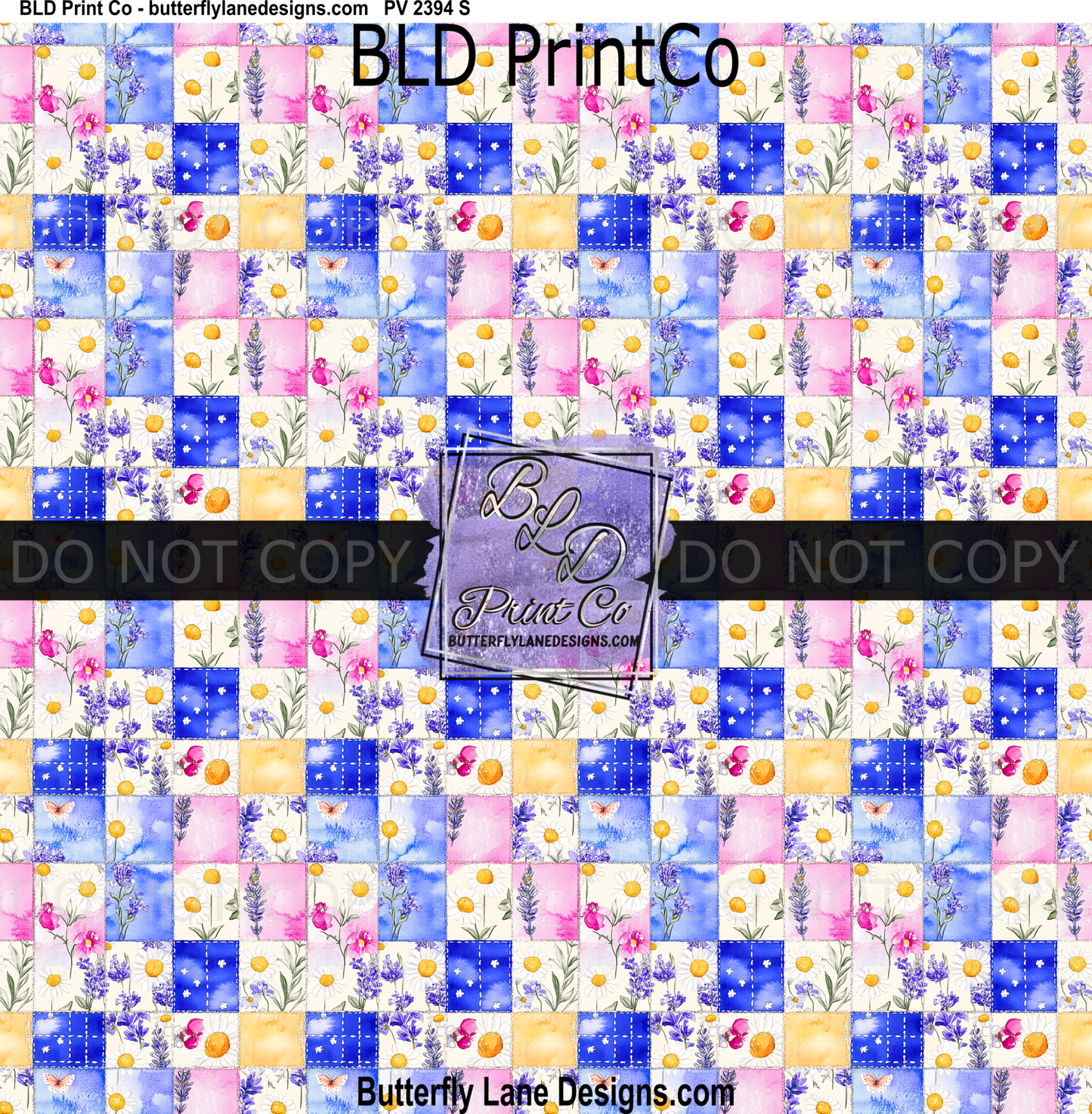 Lavender & Daisy Denim Patchwork | Blue Stitched Floral| PV 2394