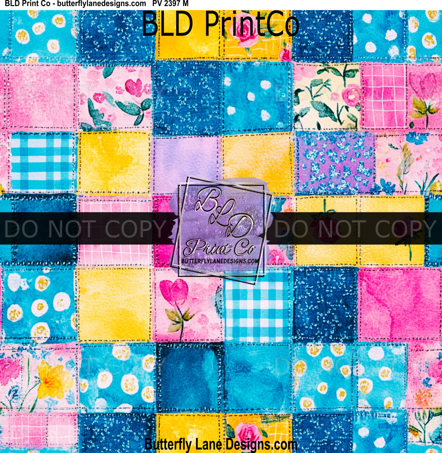 Boho Blue Denim Patchwork | Pink Gingham & Rose Floral| PV 2397