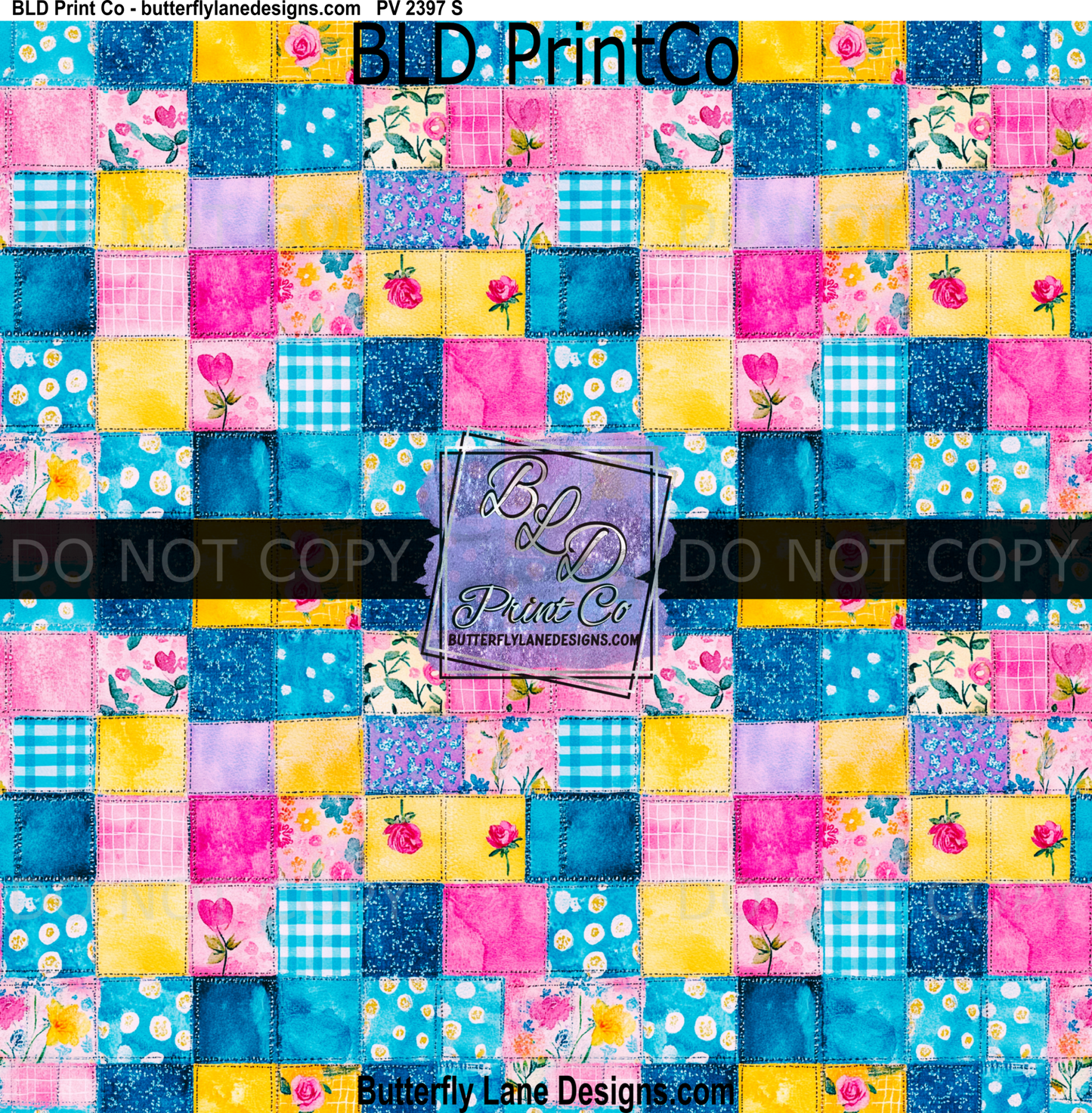 Boho Blue Denim Patchwork | Pink Gingham & Rose Floral| PV 2397