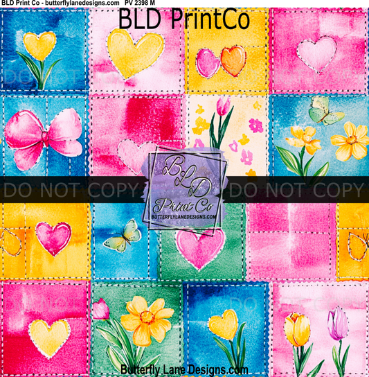 Bright Heart & Tulip Patchwork | Colorful Stitched Spring| PV 2398