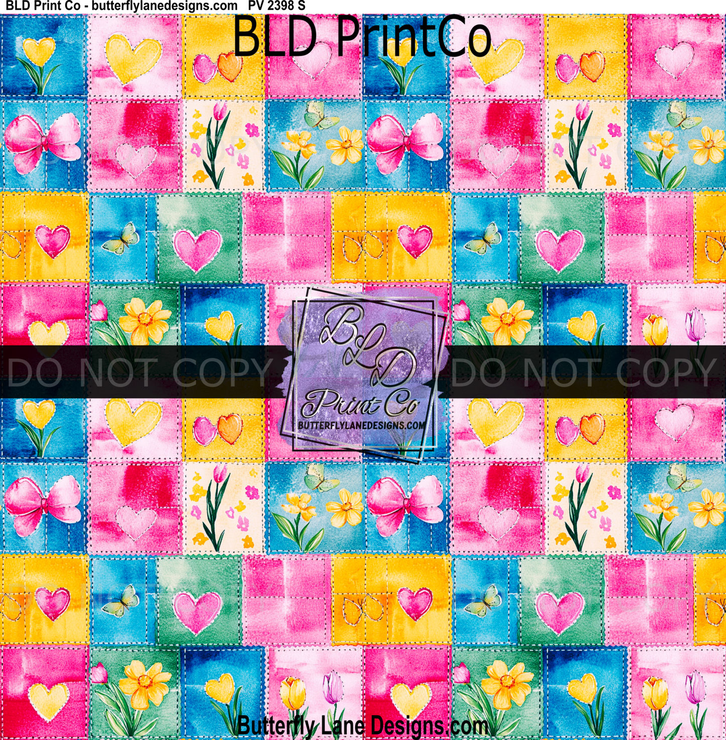 Bright Heart & Tulip Patchwork | Colorful Stitched Spring| PV 2398