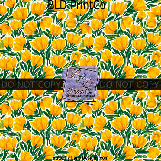 Yellow Painted Tulips | Hand-Drawn Floral Pattern | PV2402