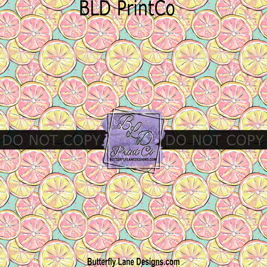 Pink Lemon Slices | Hand-Painted Citrus Pattern | PV2405