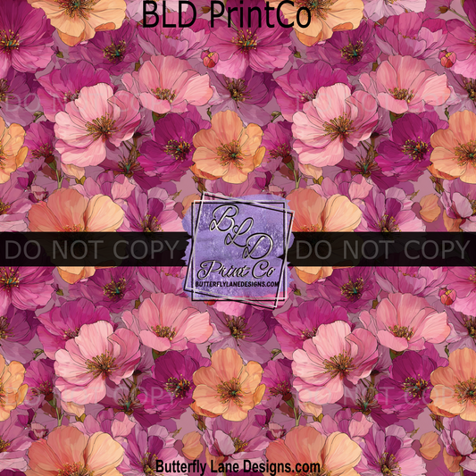 Pink & Peach Wildflowers | Vibrant Spring Floral Pattern | PV2411