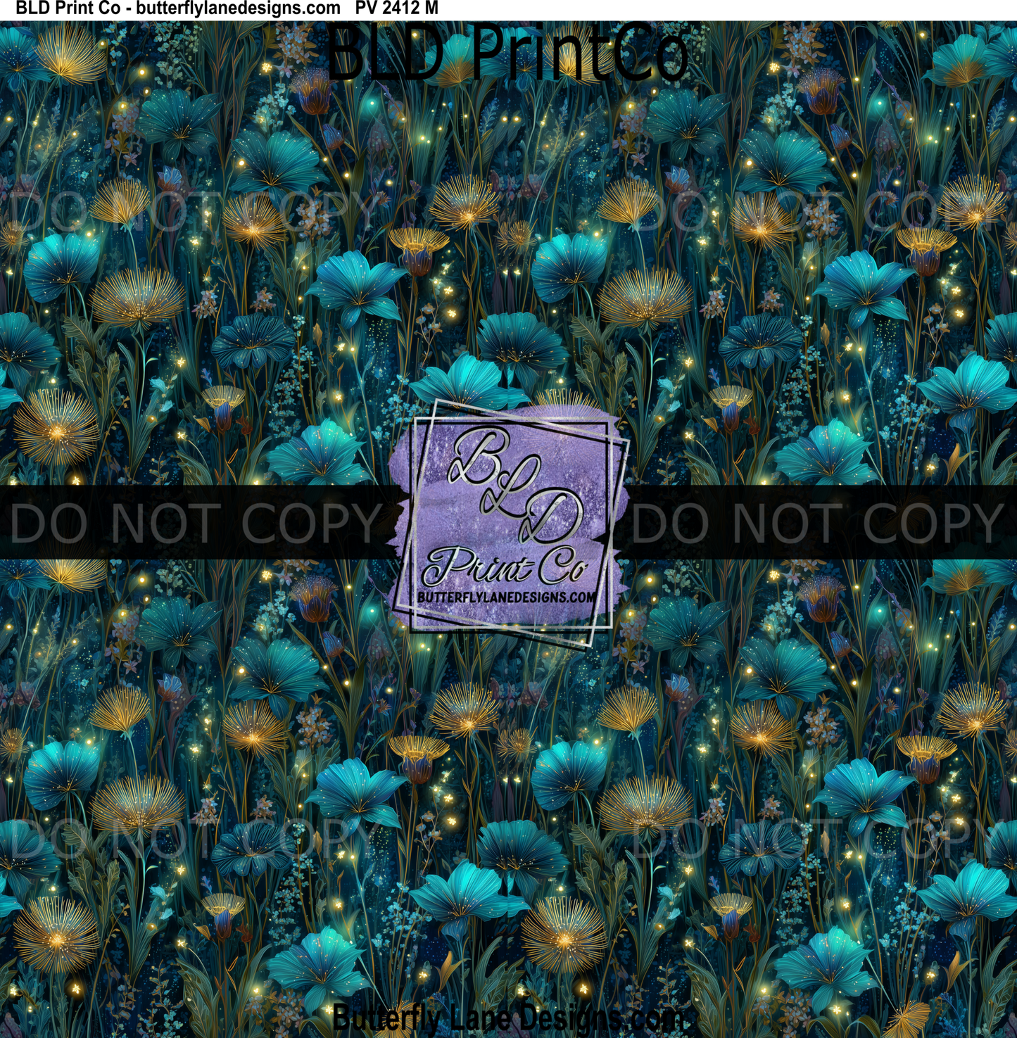 Midnight Enchantment | Glowing Teal Florals & Fireflies |  PV 2412