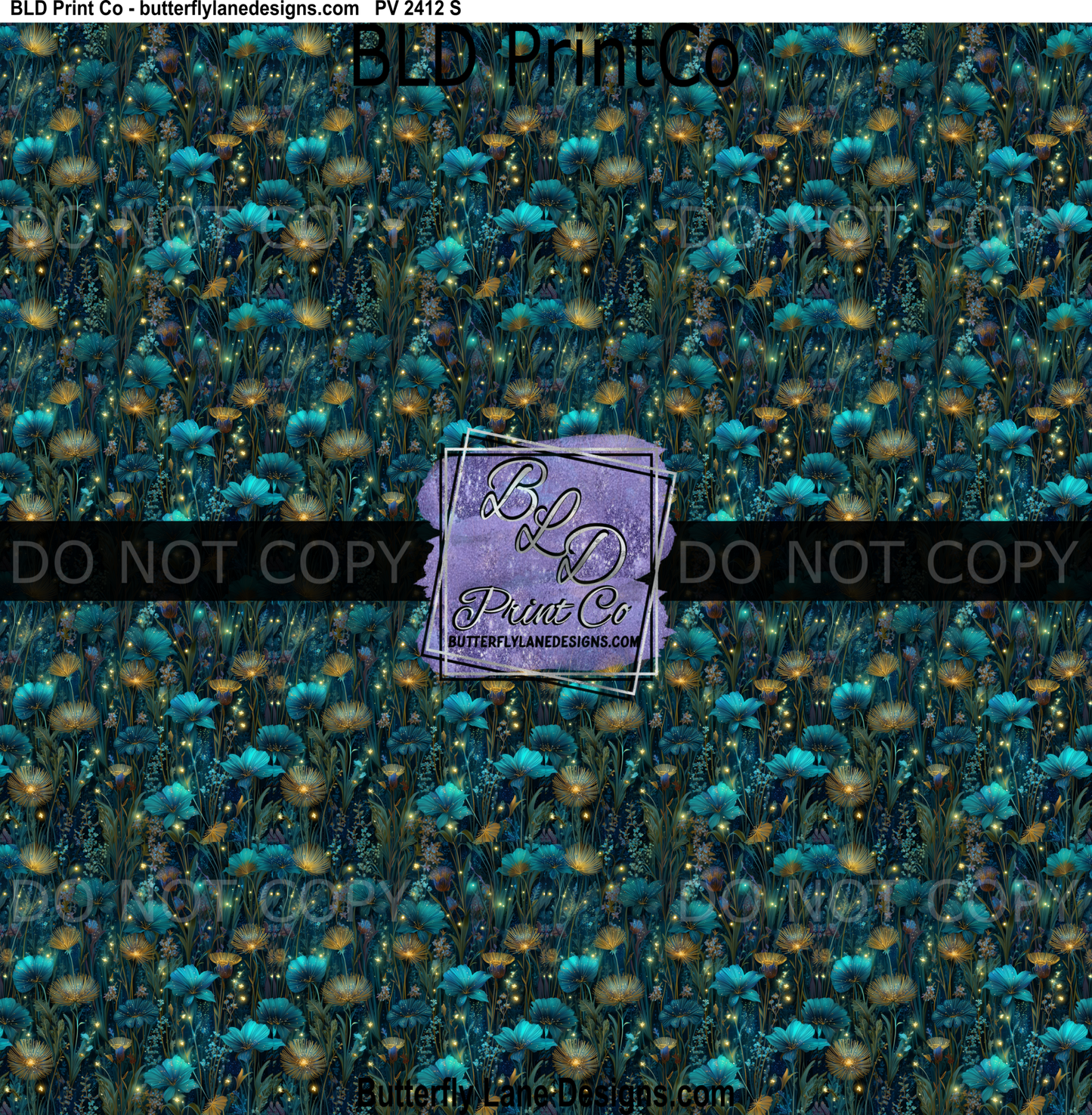 Midnight Enchantment | Glowing Teal Florals & Fireflies |  PV 2412
