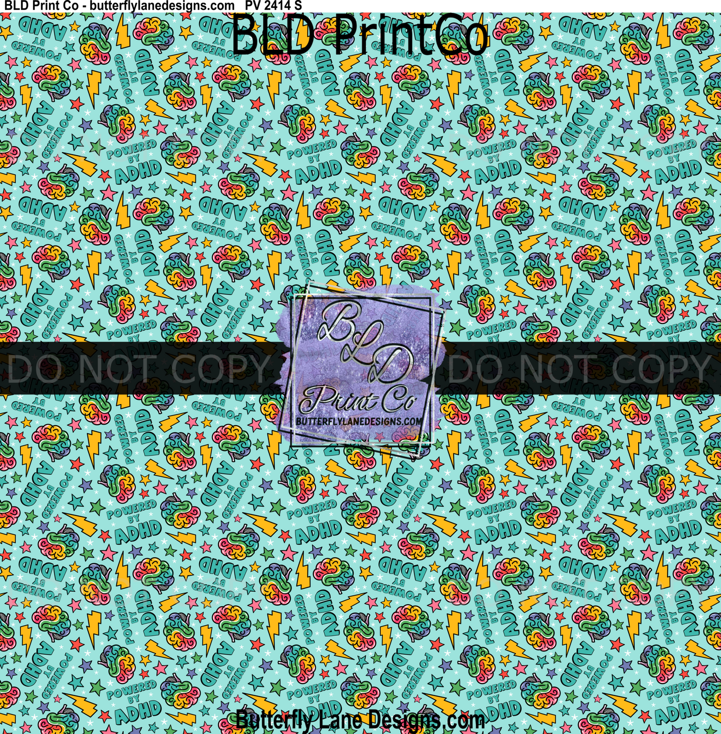 Powered by ADHD | Teal Pattern & Rainbow Brains | PV2414
