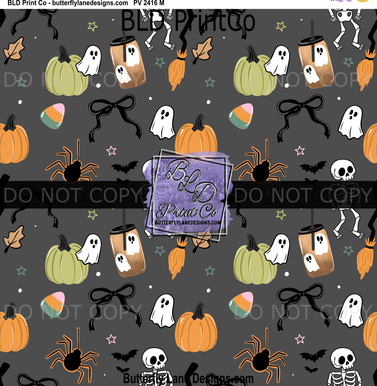 Spooky Coffee | Ghost Iced Coffee, Pumpkins & Black Bows | PV2416