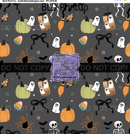 Spooky Coffee | Ghost Iced Coffee, Pumpkins & Black Bows | PV2416
