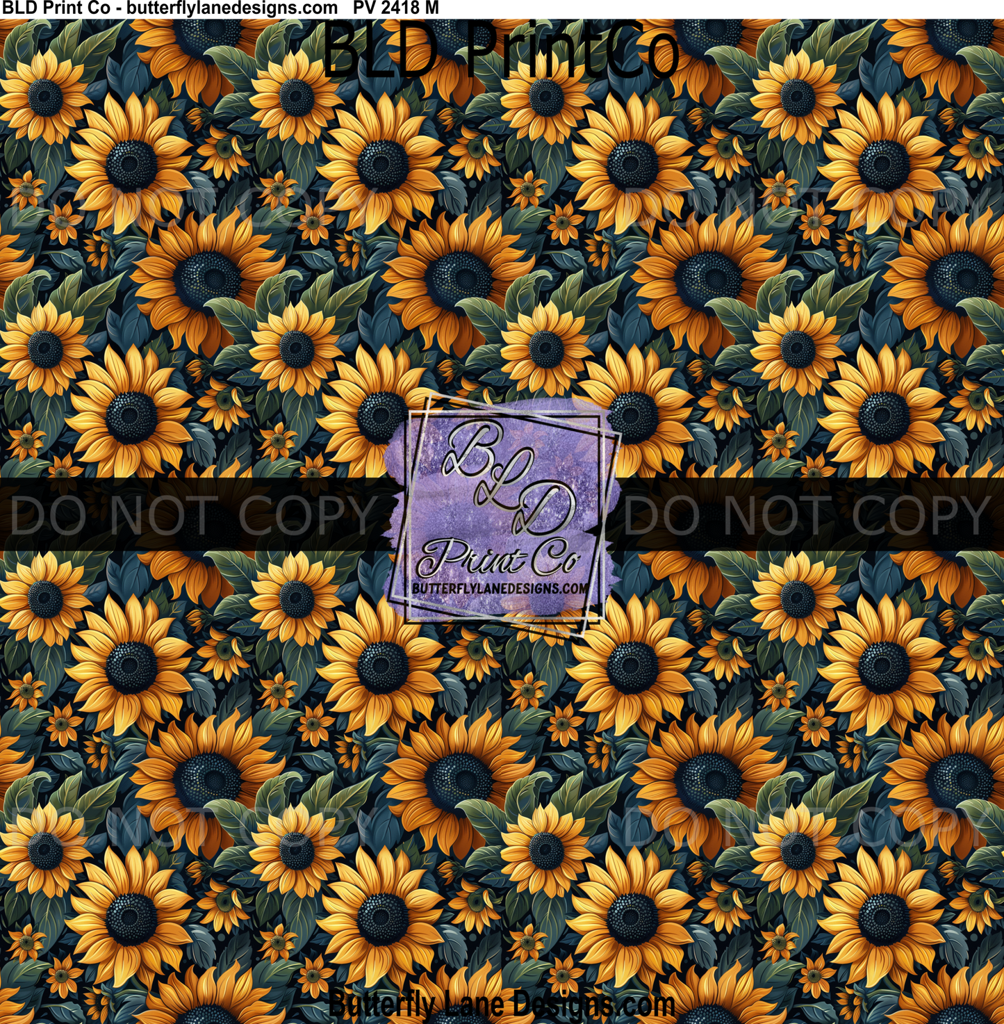 Sunflower Field | Moody Navy Floral Pattern | PV 2418