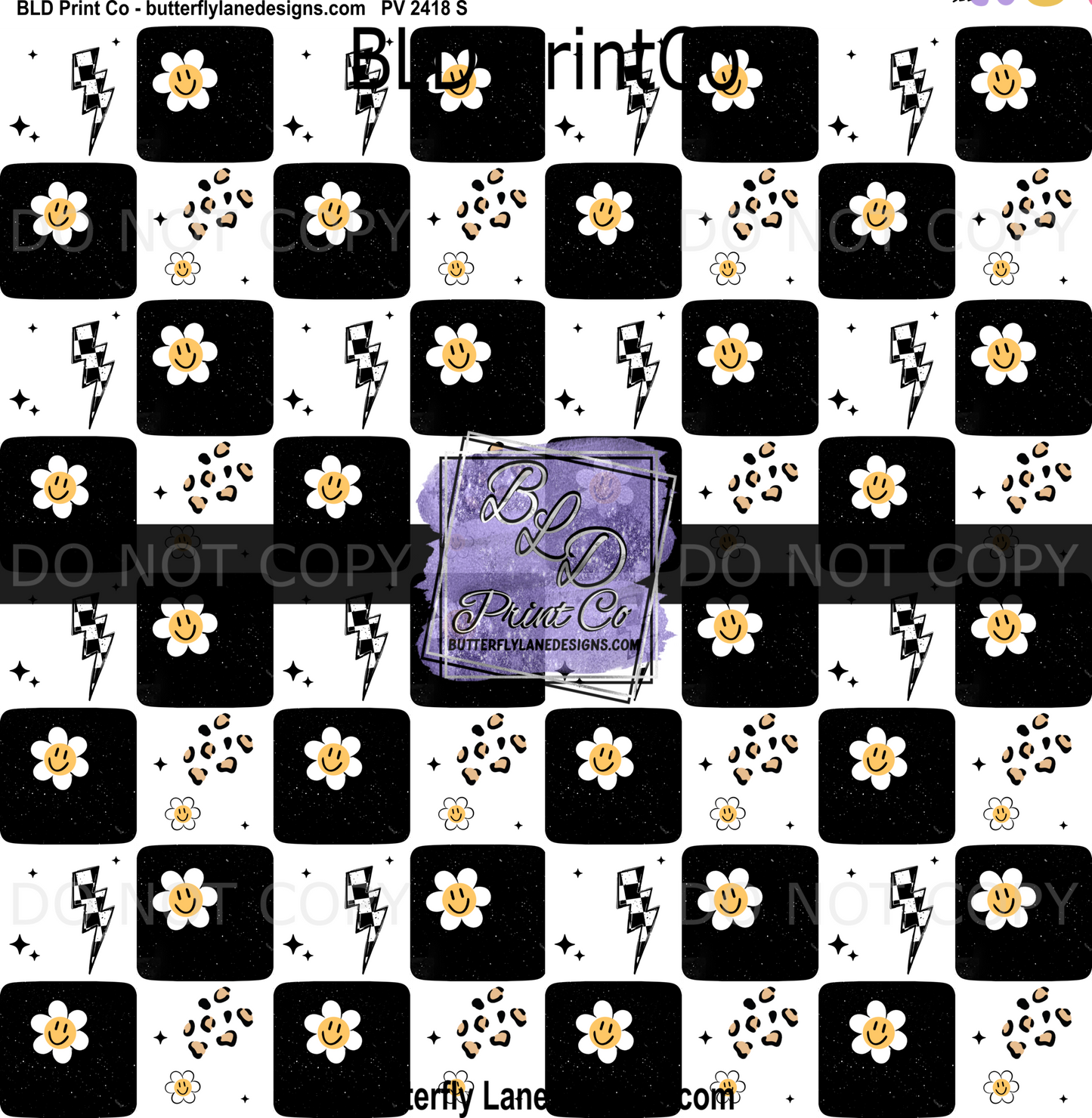 Retro Vibe | Checkered Lightning Bolt, Smiley Daisies & Leopard Print | PV2418