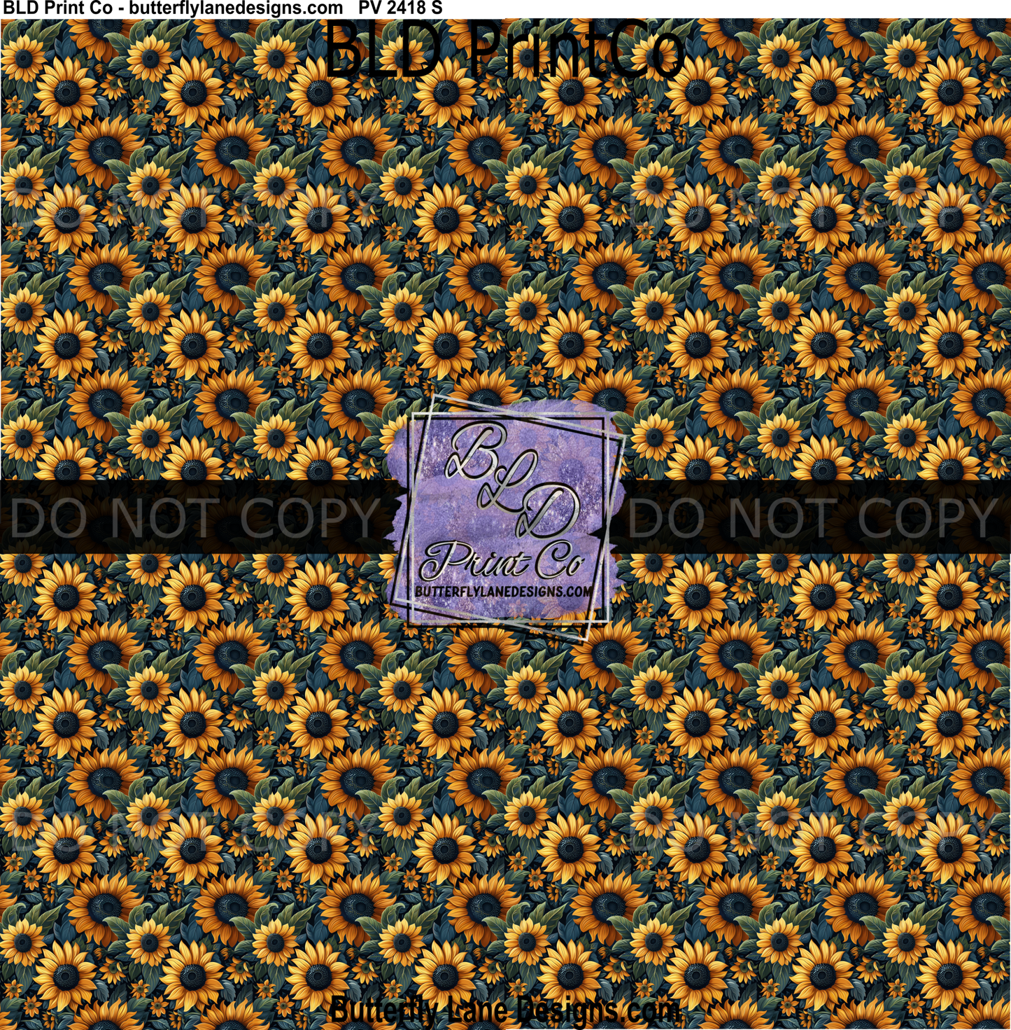Sunflower Field | Moody Navy Floral Pattern | PV 2418