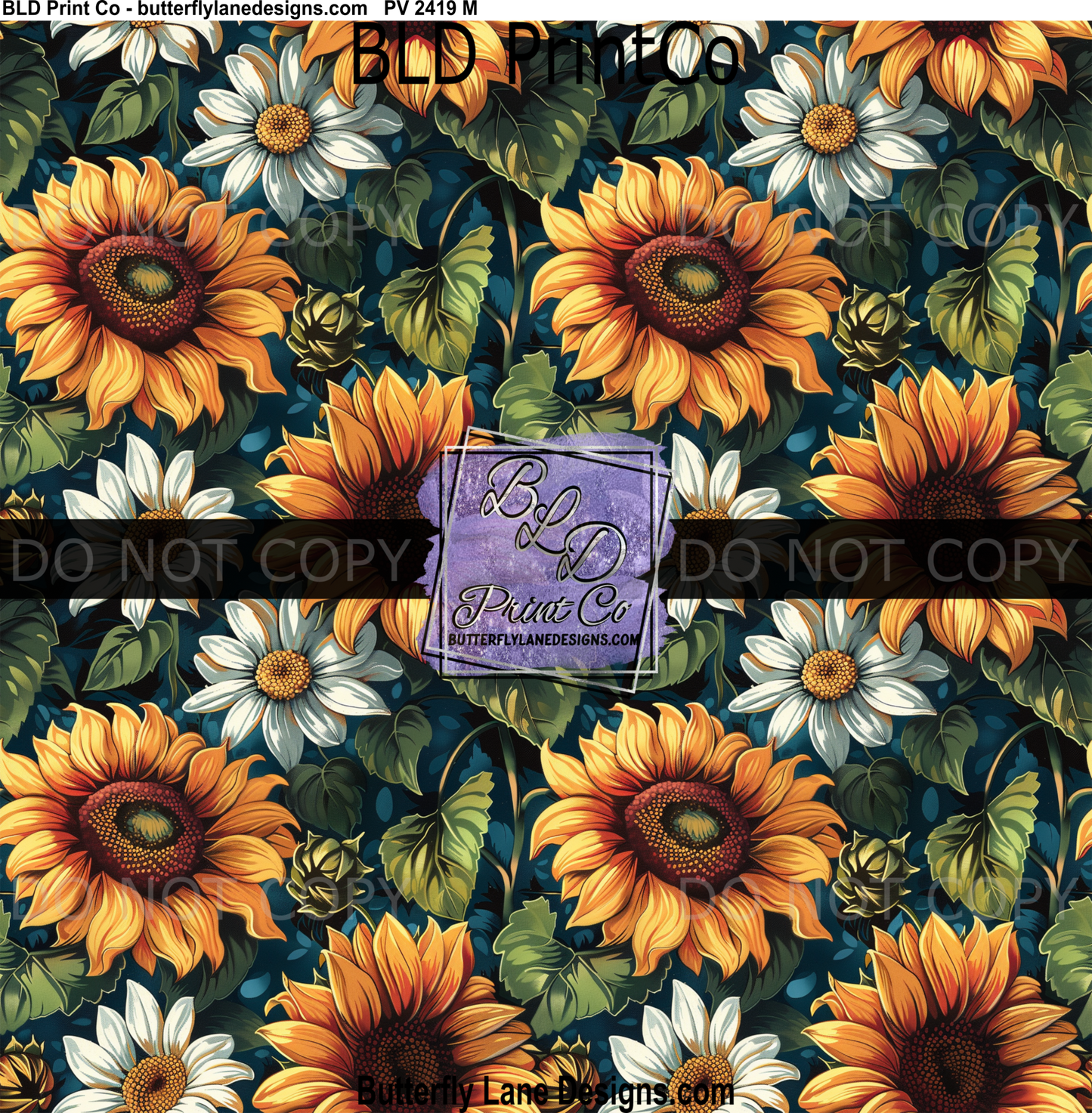 Sunflower & Daisy | Moody Floral Pattern | PV 2419