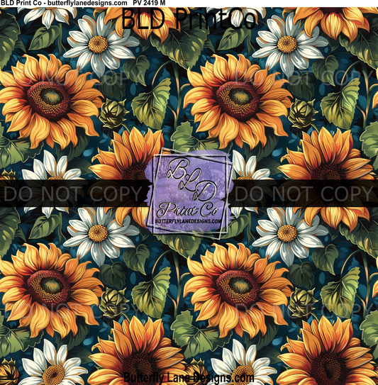 Sunflower & Daisy | Moody Floral Pattern | PV 2419