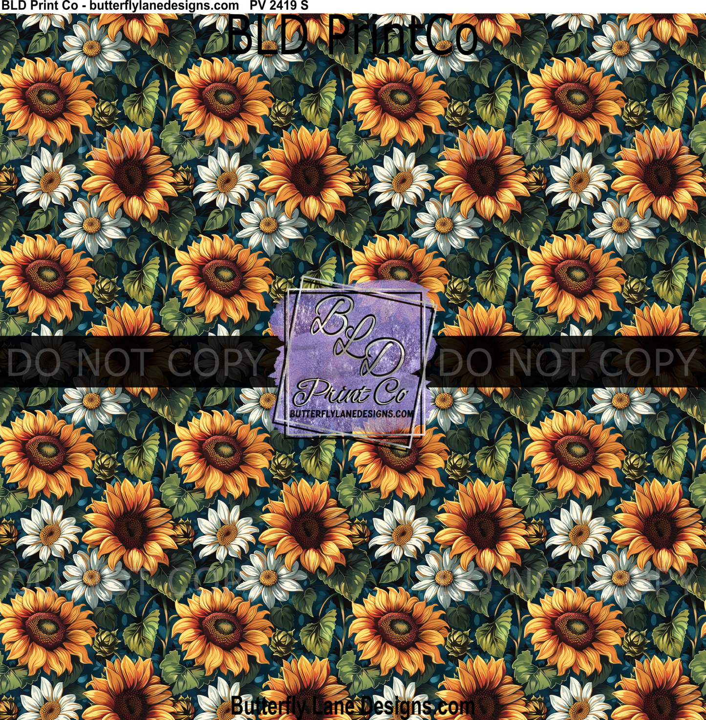 Sunflower & Daisy | Moody Floral Pattern | PV 2419