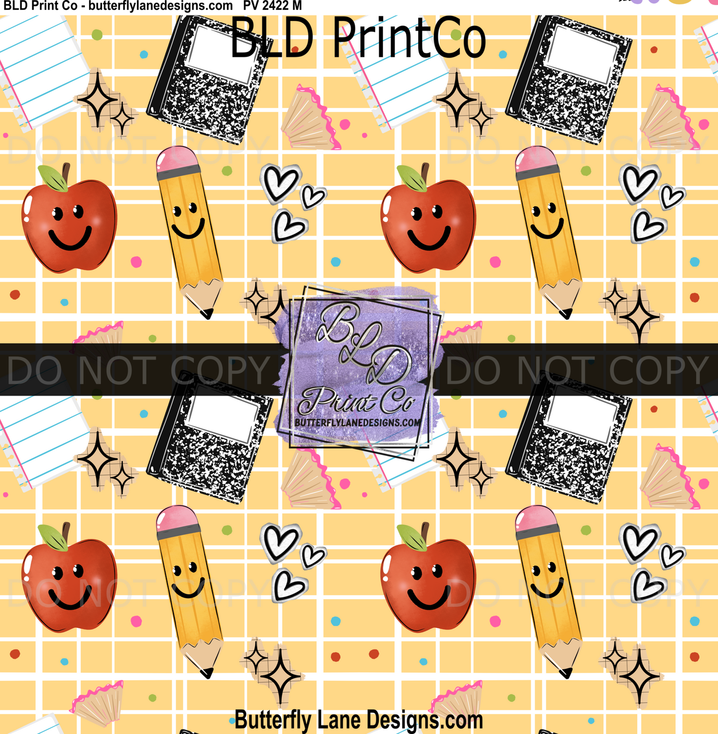 Teacher Vibe | Smiley Apples, Pencils & Composition Notebooks | PV2423
