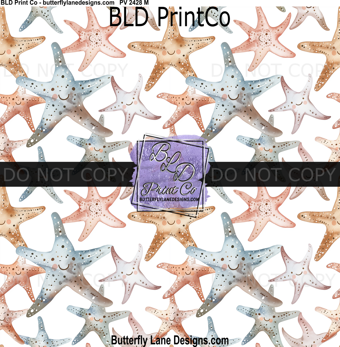 Watercolor Starfish | Cute Beach Pattern | PV 2428