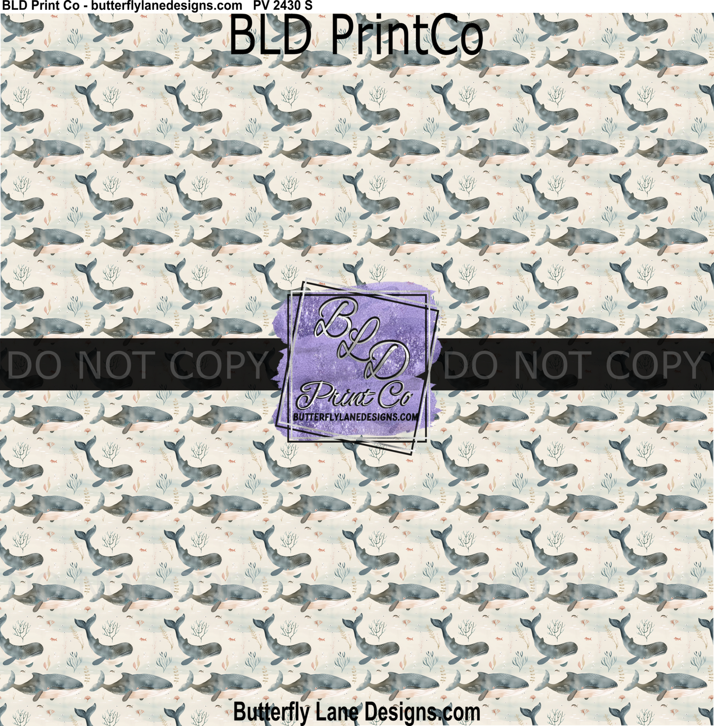 Watercolor Whales | Gentle Ocean Pattern | PV 2430