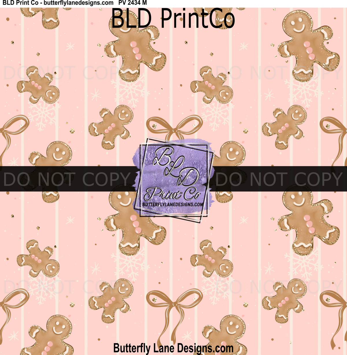 Pink Coquette Gingerbread | Christmas Bows Pattern | PV 2434