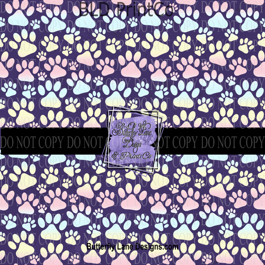 Pastel Paw Prints   PV 645 Patterned Vinyl