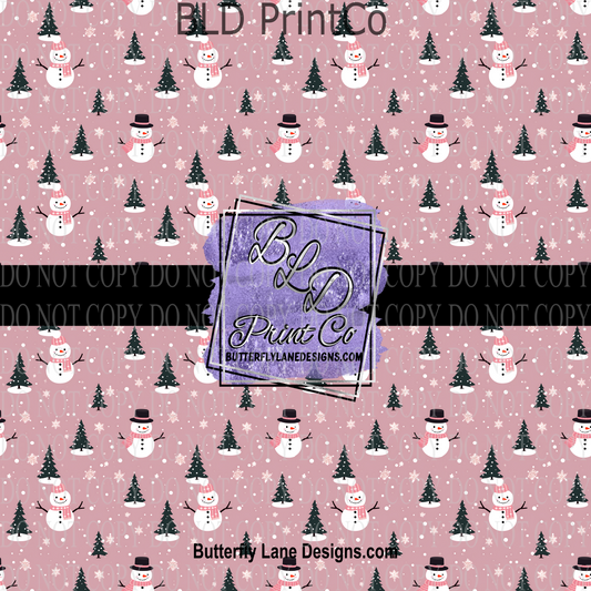 Pink Winter -Snowmen  PV 863   Patterned Vinyl