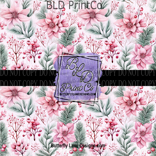 Pink Winter Florals   PV 854    Patterned Vinyl