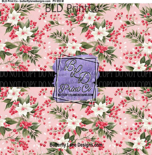 Pink Winter florals   PV 855     Patterned Vinyl