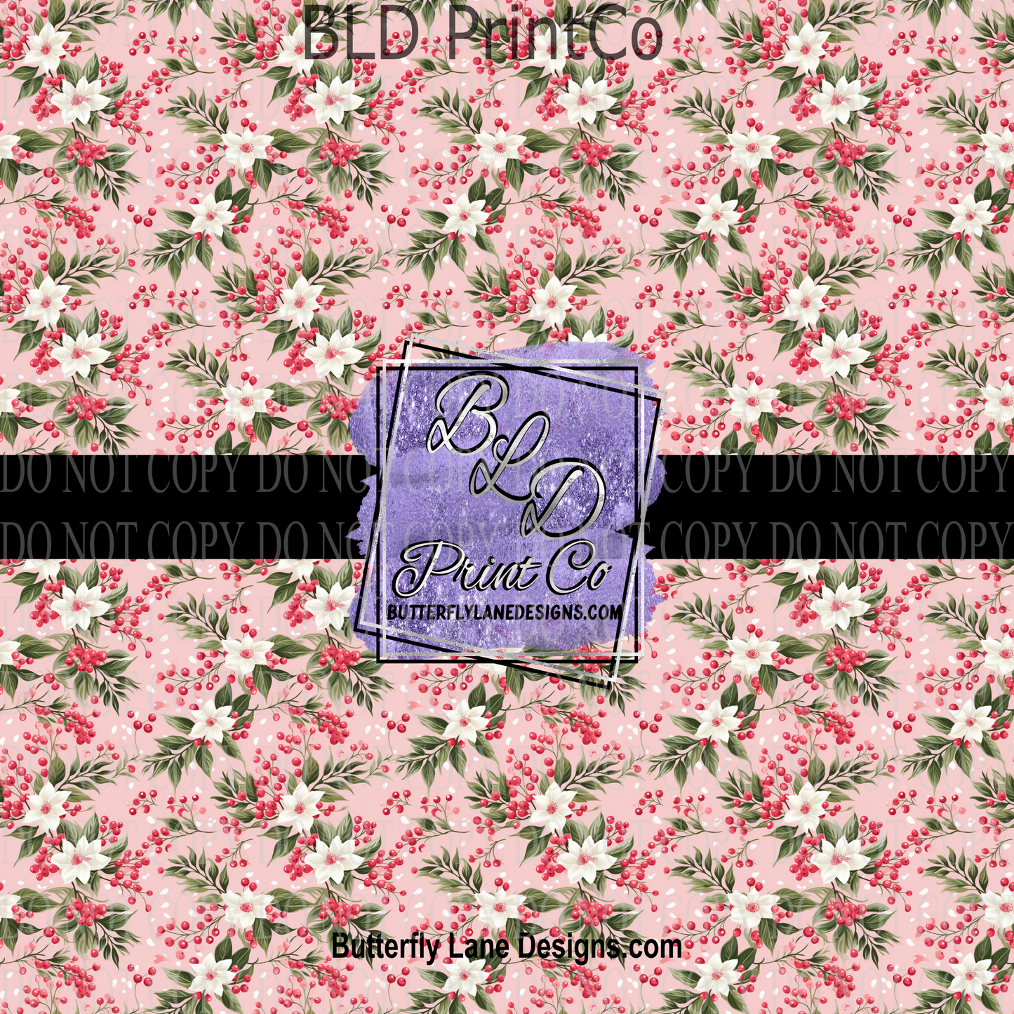 Pink Winter florals   PV 855     Patterned Vinyl