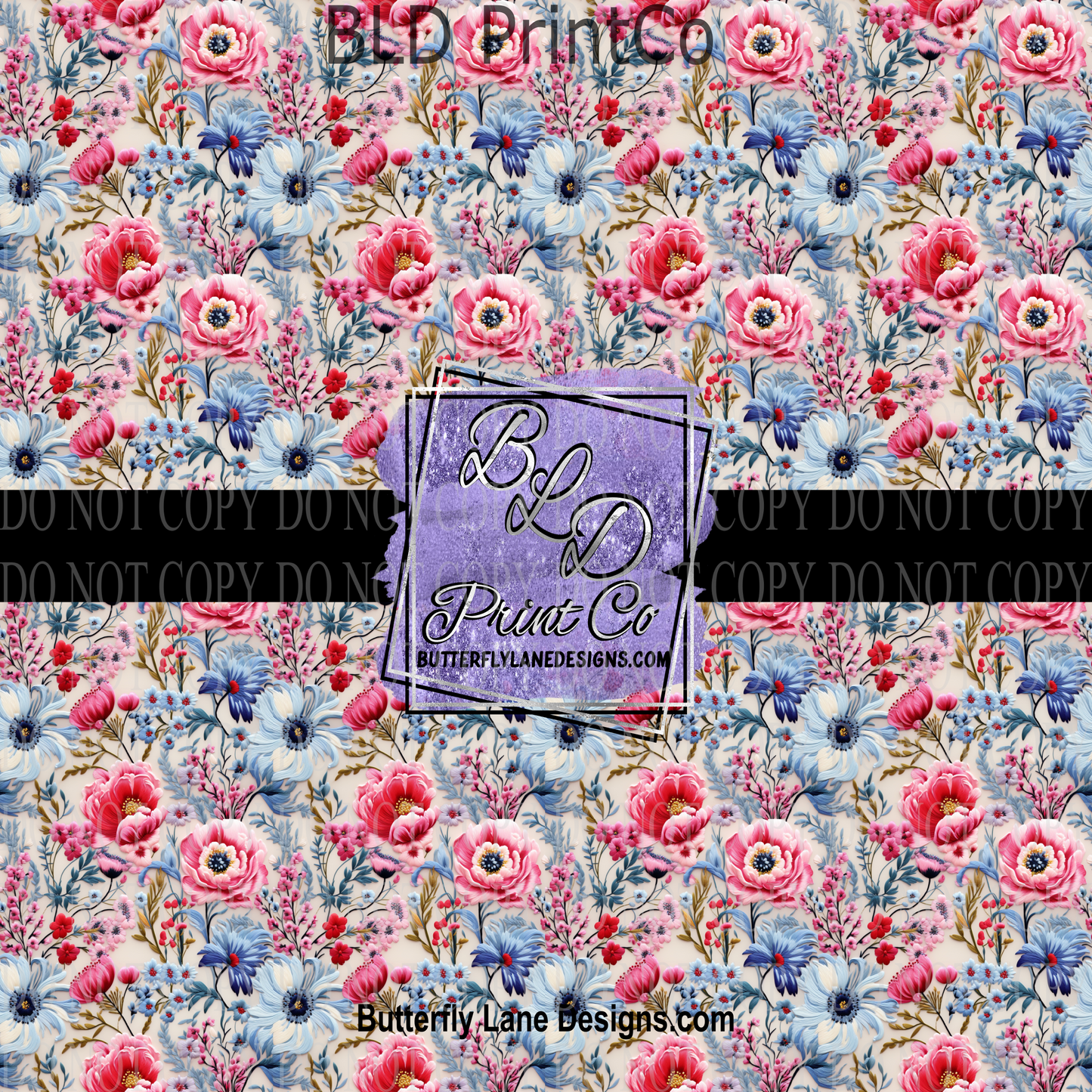 Pink & Blue florals - PV 939 Patterned Vinyl