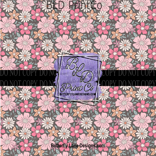 Pink florals with grey PV 1124 ::  Patterned Vinyl