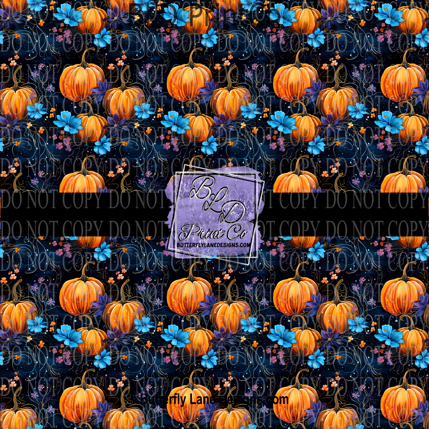 Pumpkins & Turquoise floral  PV 721 Patterned Vinyl