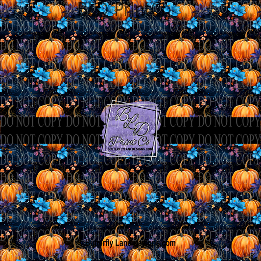 Pumpkins & Turquoise floral  PV 721 Patterned Vinyl