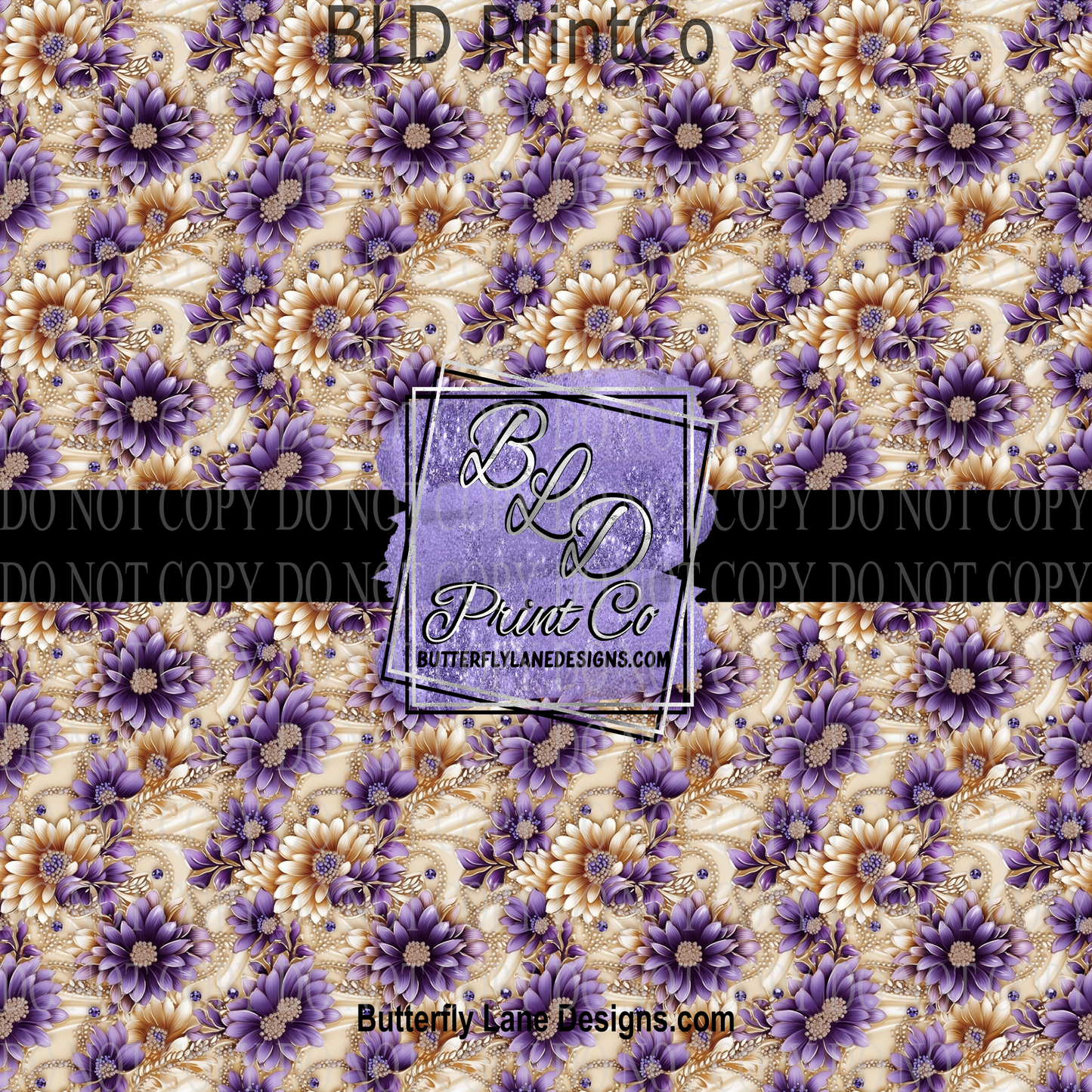 Purple-Cream Royal Florals - PV 824   Patterned Vinyl