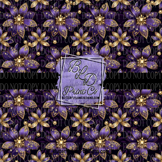 Purple & Gold Royal Florals -  PV 802  Patterned Vinyl