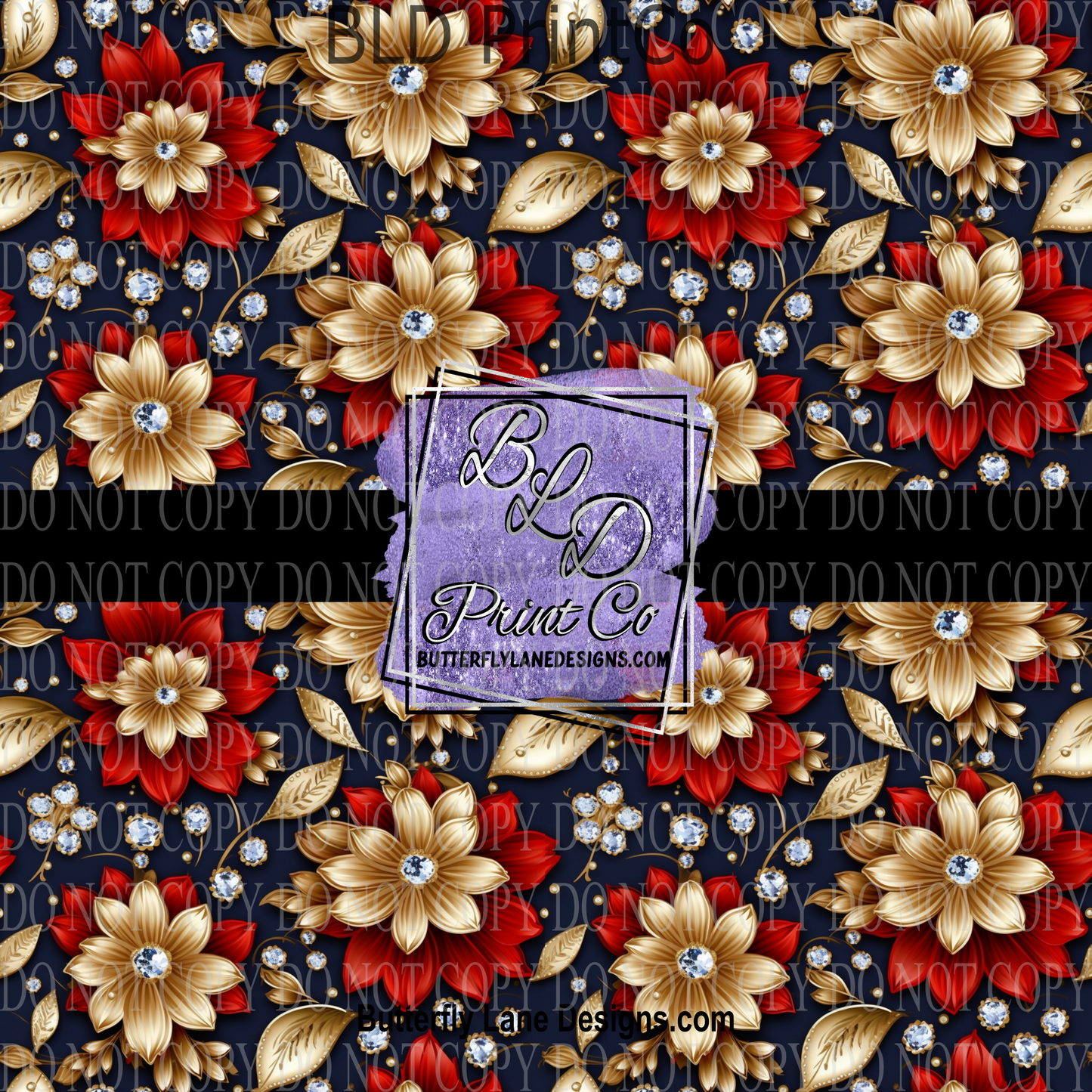 Red & Gold Royal Florals -  PV 799  Patterned Vinyl