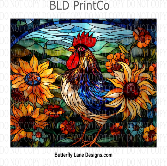 Rooster- stained glass effect : Tumbler wrap W46