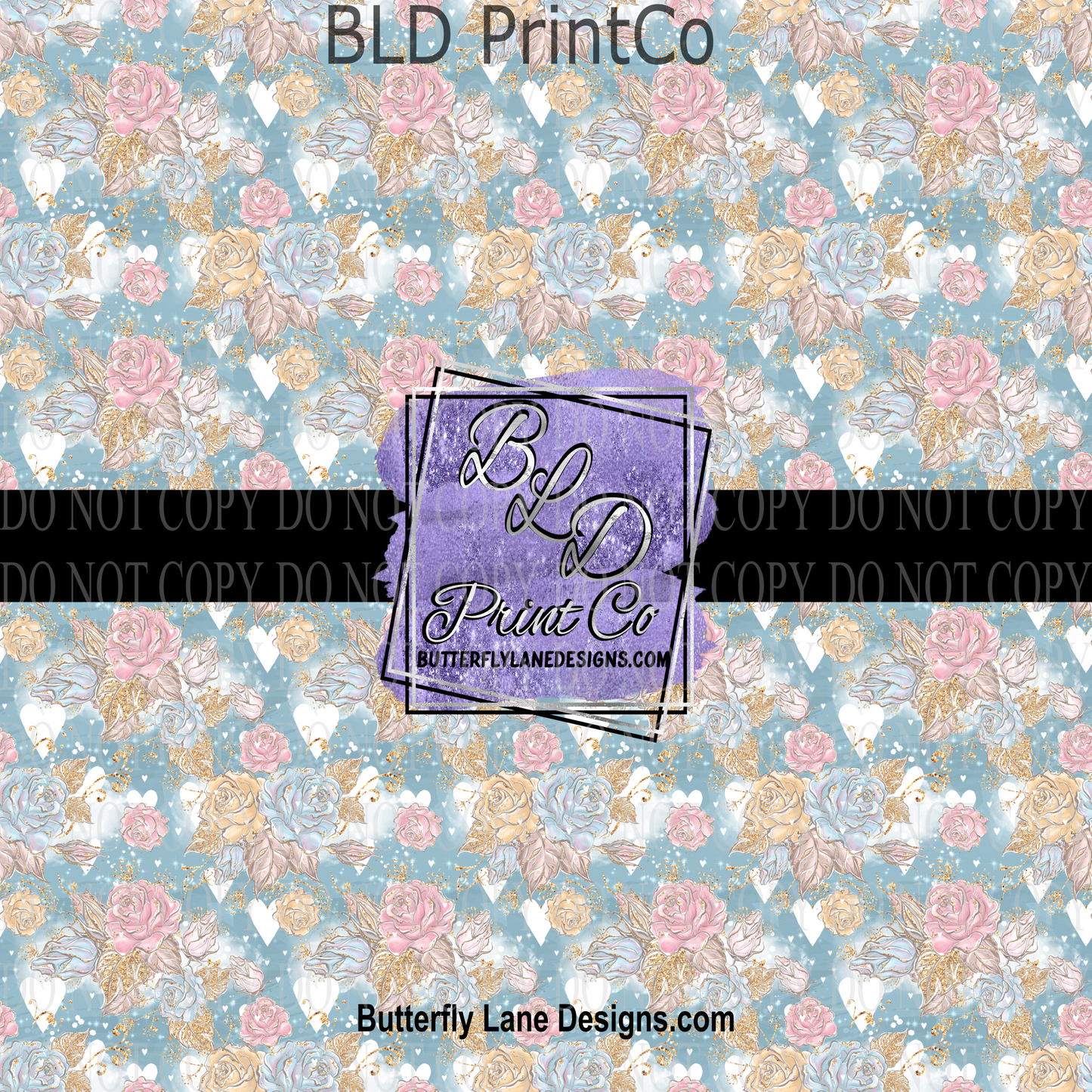 Roses- Hearts-Pastel with gold accents  843  Patterned Vinyl