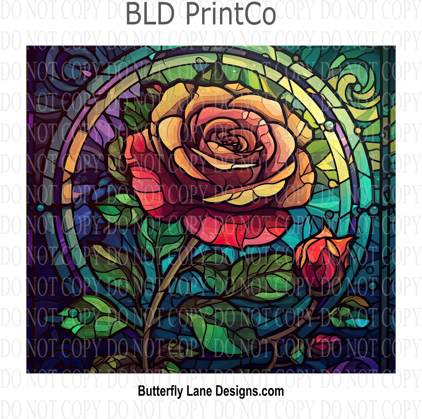 Roses-rainbow stained glass effect : Tumbler wrap W47