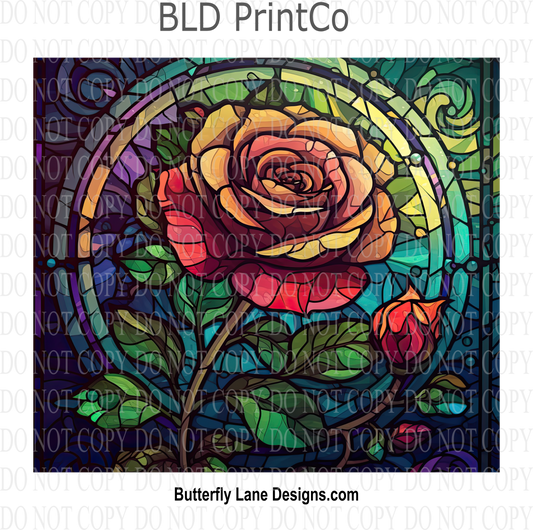 Roses-rainbow stained glass effect : Tumbler wrap W47