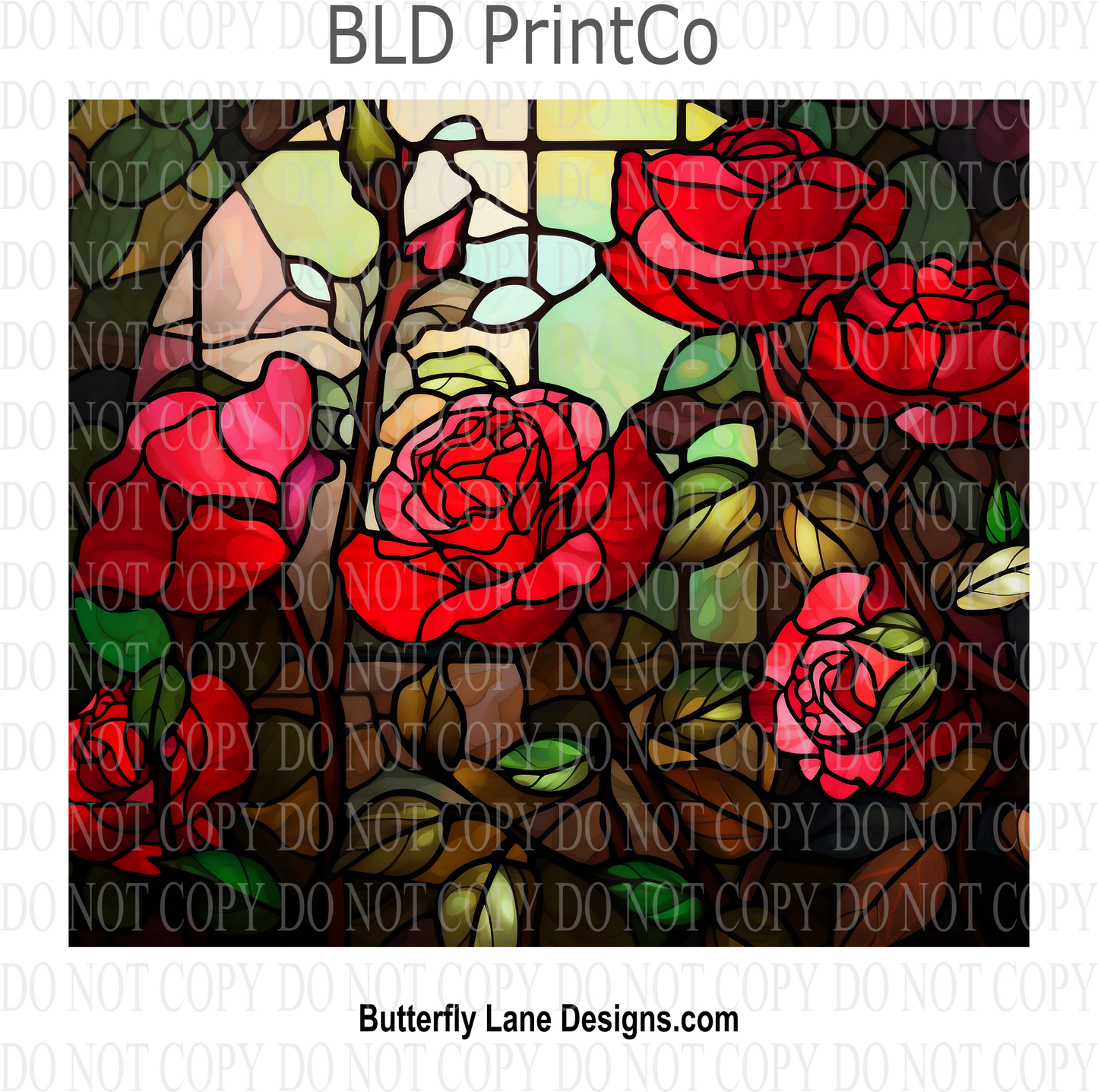 Roses-stained glass effect : Tumbler wrap W48