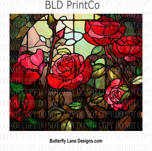 Roses-stained glass effect : Tumbler wrap W48