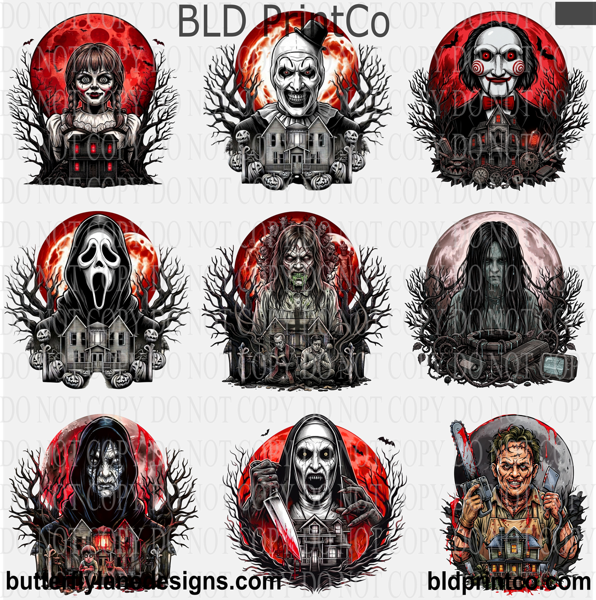 CAPS 94 Scary Movie Halloween guys Set 2 -UV DTF Element Decal Sheets