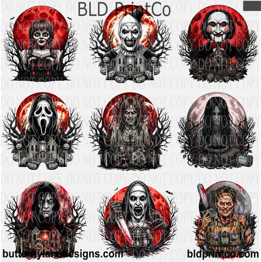CAPS 94 Scary Movie Halloween guys Set 2 -UV DTF Element Decal Sheets