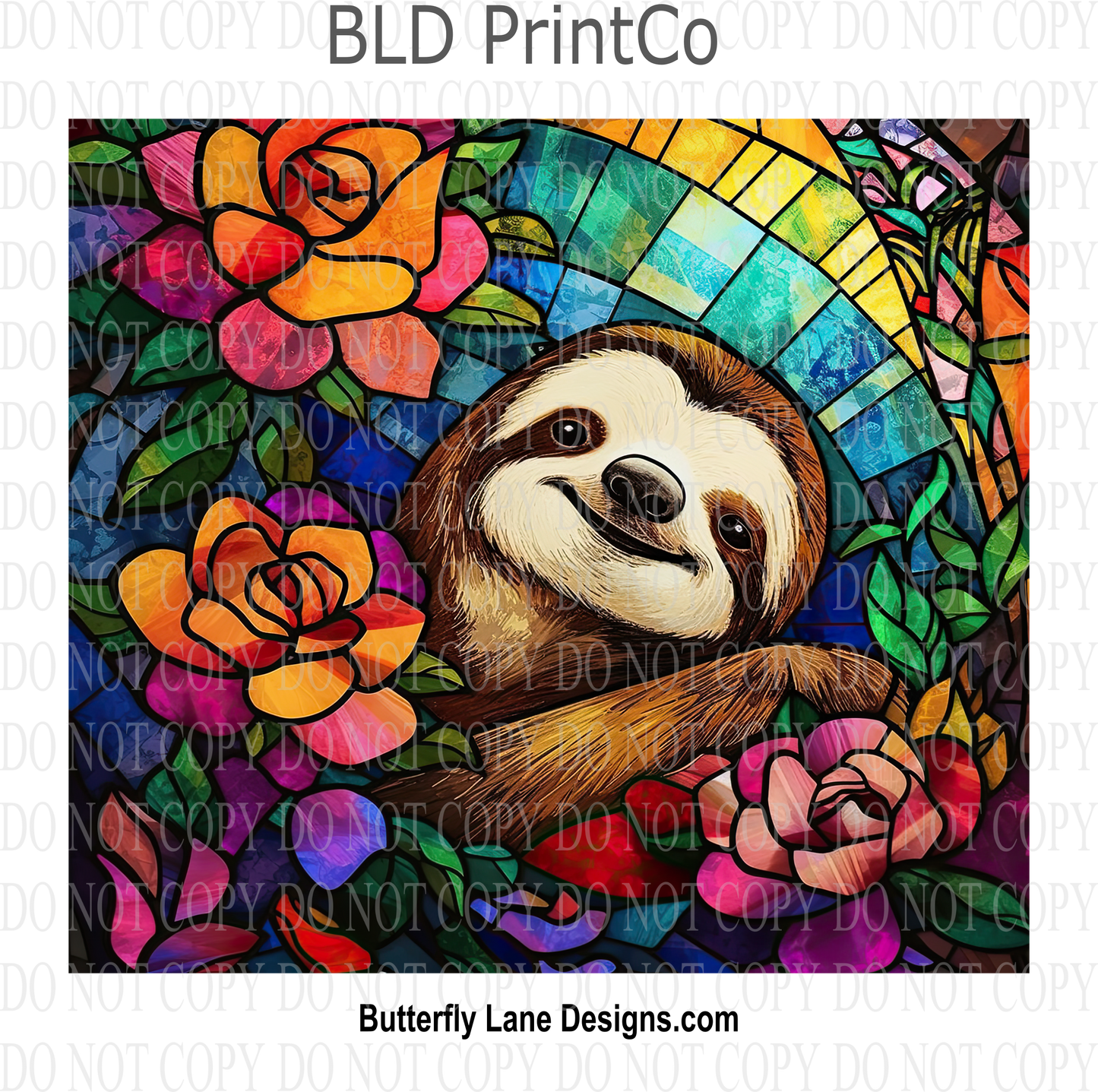 Sloth- Stained glass effect : Tumbler wrap W50