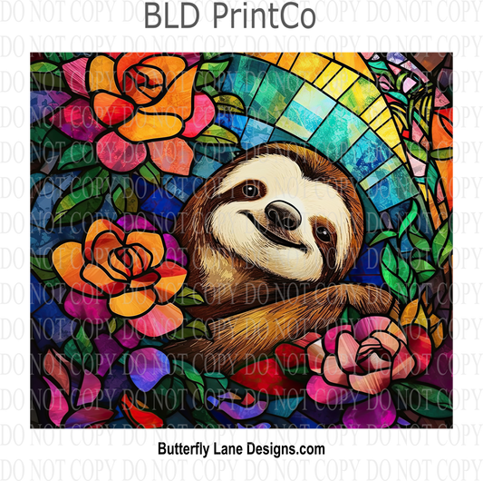 Sloth- Stained glass effect : Tumbler wrap W50