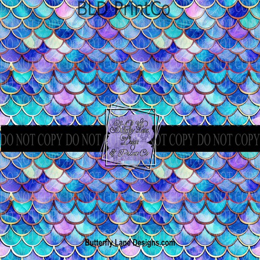 Stained Glass effect Abstract Dark pastel mermaid PV 607- Patterned Vinyl