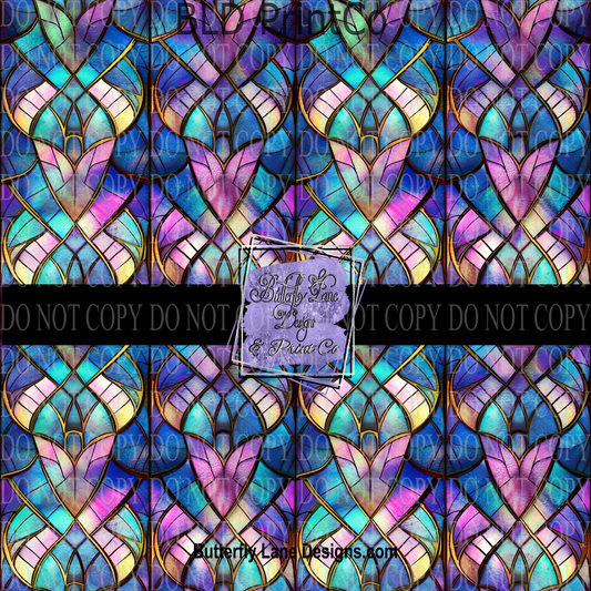 Stained Glass effect Abstract Dark pastel pattern PV 605- Patterned Vinyl