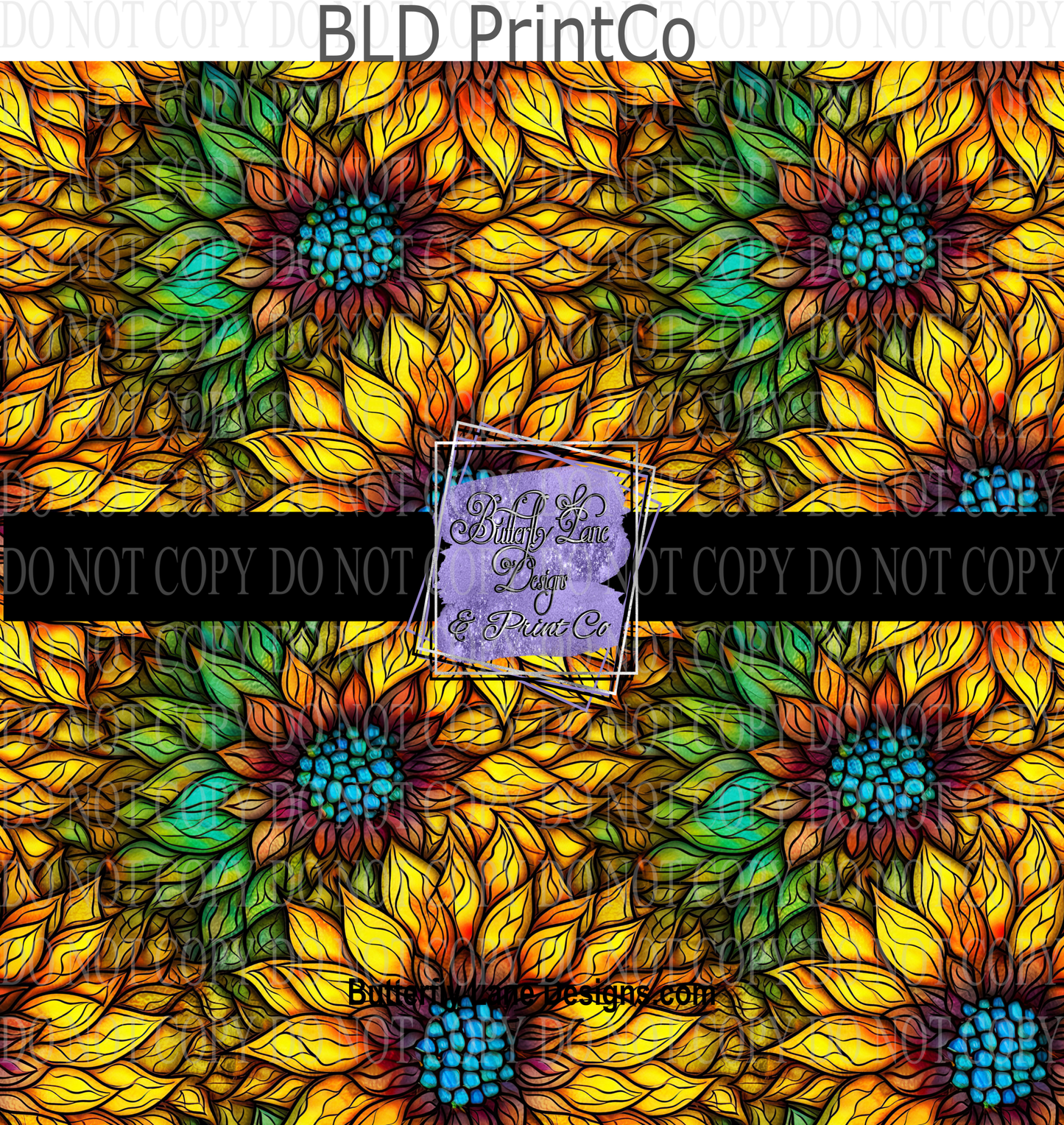 Stained Glass effect Abstract Sunflowers PV 594- Patterned Vinyl