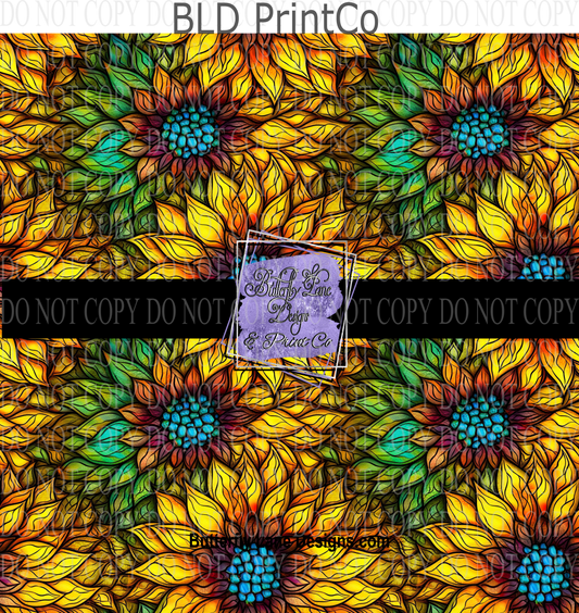 Stained Glass effect Abstract Sunflowers PV 594- Patterned Vinyl